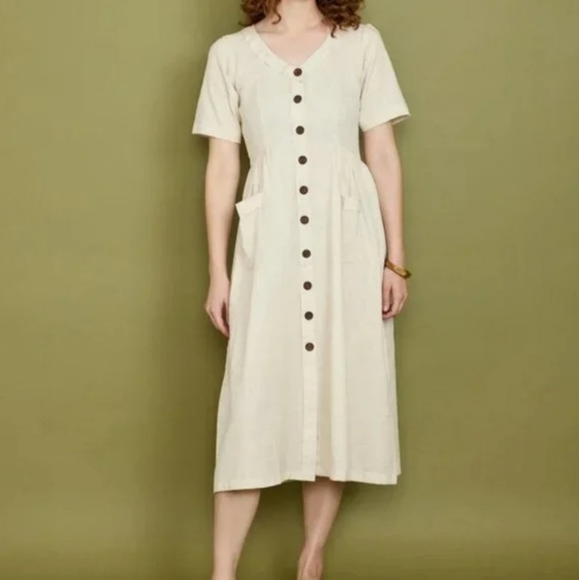 Pana Mina Cotton Flax Midi Dress - Picture 7 of 8